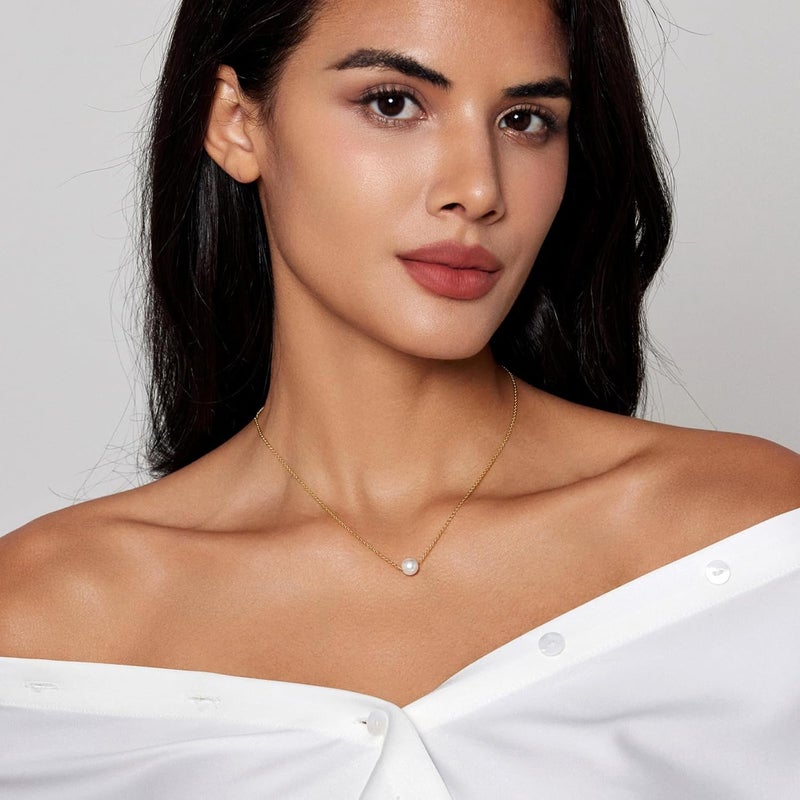 Zeffy Pearl Necklace 4MM/6MM/8MM Dainty Round Imitation Pearl Choker Necklace Wedding Pearl Necklace Delicate Jewelry for Women Simple Bridesmaid Jewelry Gifts - Image 5